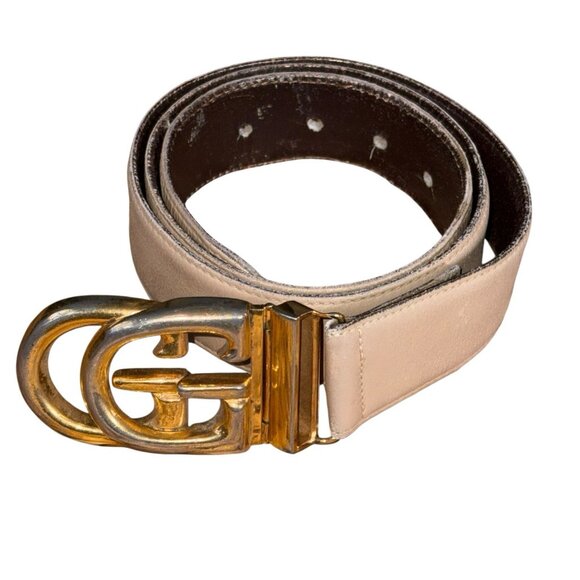 Gucci Leather Belt Double G Buckle Women’s size 80 US 26/4 Italy Vintage - Picture 2 of 13
